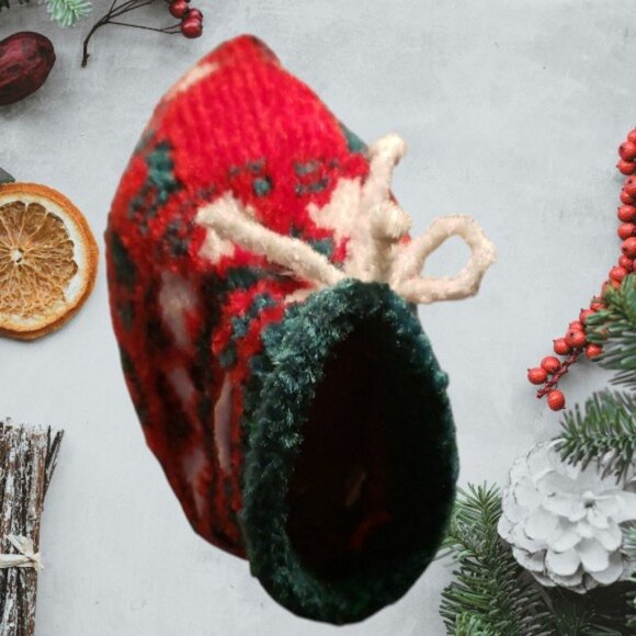 Festive Knitted Drawstring Christmas Stocking Bags - Set of 2 NWOT - Picture 4 of 6